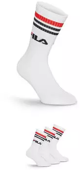 Fila Socken mit breitem Rippenbündchen, Logoschriftzug, Cotton-Mix (F9090) weiß