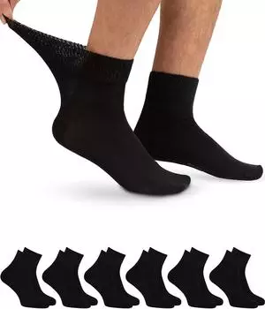OCERA Diabetikersocken Kurzschaft ohne Gummibund schwarz