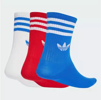 Adidas 3-Streifen Crew Socken Paar scarlet blau weiß