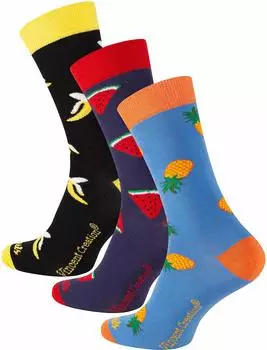 Vincent Creation Gerippte Socken mit All-Over-Muster 3er Pack blau/dunkellila/rot/schwarz