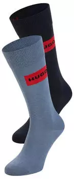 HUGO Zweier-Pack mittelhohe Socken mit Logo-Labels Style 2P RS RED LABEL CC 50543167 Blau