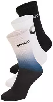 HUGO Dreier-Pack kurze Socken mit Logos Style 3P QS RIB RISING CC 50553223 Schwarz / Weiß / Blau
