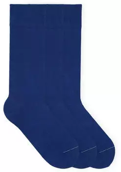Von Jungfeld Einfarbige hohe Socken aus Bio-Baumwolle (3er-Pack) blau
