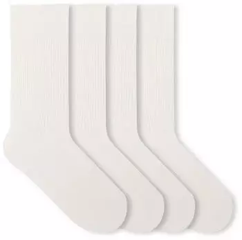 Von Jungfeld Fine Ribbed Bio-Baumwolle Socken verstärkte Ferse & Spitze weiß