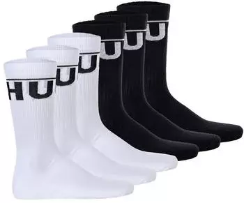 HUGO QS Iconic CC gerippte 6er-Pack schwarz/weiß