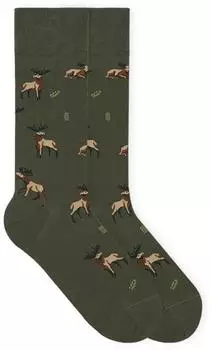 Von Jungfeld Socken mit Weihnachtsmotiven aus Bio-Baumwolle oliv
