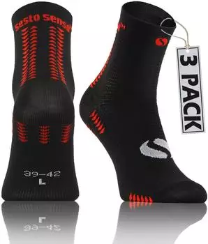Sesto Senso Quarter Laufsocken 3 Paar (SKB_01) schwarz/rot