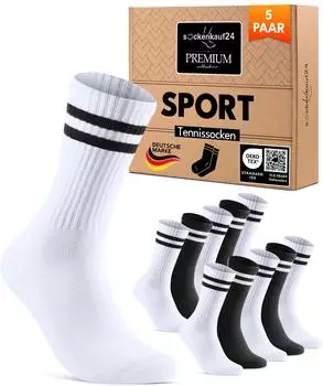 sockenkauf24 Retro Crew Socken mit Streifen (17900) schwarz/weiß