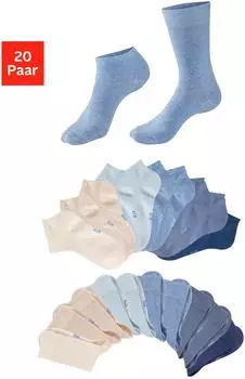 H.I.S Jeans Basic Socken zwei Längen im Kombi Pack jeans/ecru/beige/hellblau/blau/dunkelblau
