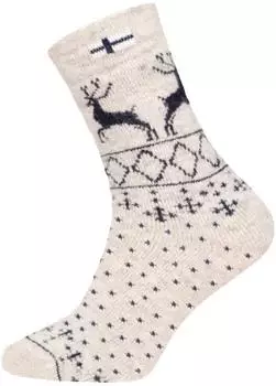 HomeOfSocks Norwegian Socks Scandinavian Design Kuschelsocken (HOS805) ecru/navy