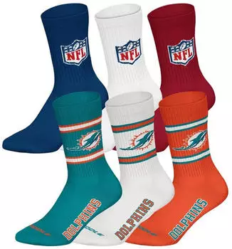 NFL 6er-Pack Crew Socken (TB_NFL-6P-MD) miami dolphins/mix