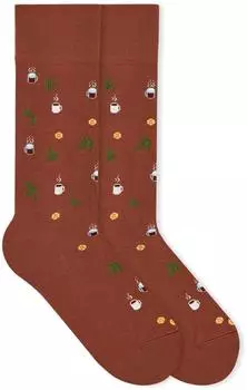 Von Jungfeld Gemusterte Wintersocken mit Festive Icons - Cinnamon Rolls rostrot