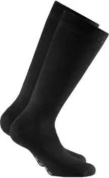 Rohner Basic Uni Kniestrümpfe, 2er Pack - Baumwolle II Long schwarz