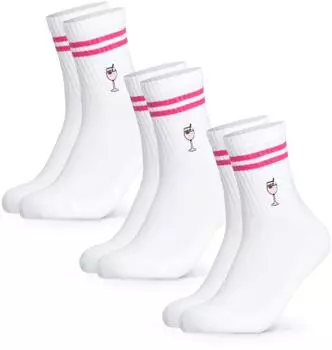 Occulto Sommer Tennissocken mit Streifen 3er Pack (Summer) weiß/wildberry