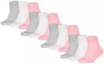 Puma Quarter Plain 12P Socken grau/wei&szlig;/rosa