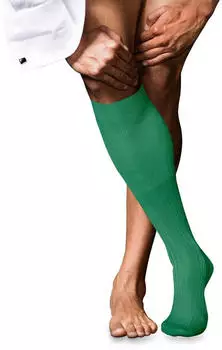 Falke No. 10 Pure Fil d'&Eacute;cosse Kniestr&uuml;mpfe Uni green hill