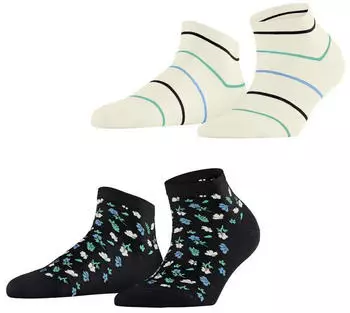 Esprit Flowers & Stripes 2-Pack Sneakersocken (18687) schwarz