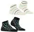 Esprit Flowers & Stripes 2-Pack Sneakersocken (18687) schwarz