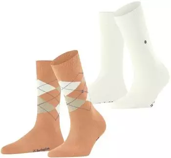 Burlington Everyday Mix 2-Pack Argyle Socken (22044) peach