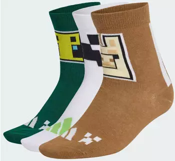Adidas Minecraft Youth 3 Paar Socken carbon/brown desert/collegiate green
