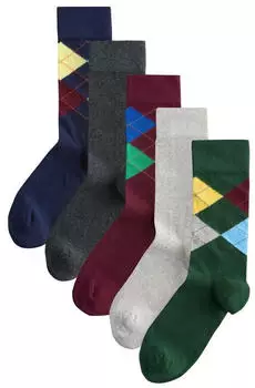 Next Fashion Socken 5er Pack blue/red/green argyle