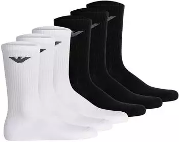 Emporio Armani Sporty Sponge Short Socks 6 Pack (TB_EM000554-AF14499-6P-W/S-OS) schwarz/weiß