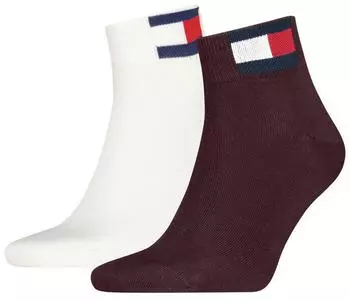 Tommy Hilfiger TH UNI TJ QUARTER 2P FLAG Quarter Socken (78942504) deep rouge