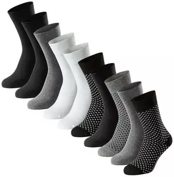 Schiesser Bluebird Socken 10er Pack Baumwoll-Mix (TB_18327-10P) schwarz/grau/wei&szlig;
