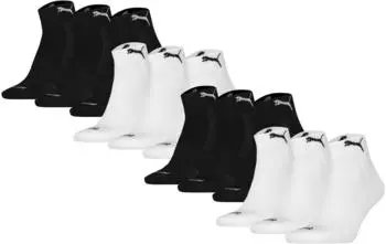 Puma Cushioned Quarter Kurzsocken 12er-Pack (TB_701228829-12P-1/1/2/2-43/46) schwarz/wei&szlig;