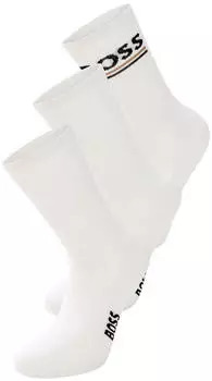 Hugo Boss 3P QS Rib Iconic VB Socken mit Rippstruktur und Pl&uuml;schsohle (50568283) wei&szlig;