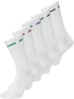 Jack & Jones JACBASIC LOGO TENNIS SOCK 5 PACK NOOS Tennissocken (58104667) wei&szlig; detail: fired brick/sodalite blau/scarab/schwarz/verdant gr&uuml;n