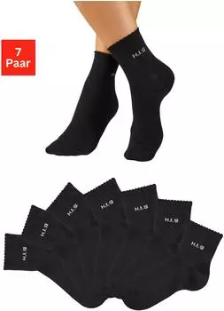 H.I.S Jeans Short socks plain and marl with wavy cuff 7-pair (13828921) hellgrau/schwarz