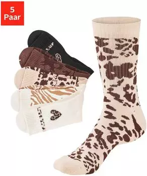 Buffalo Tennis Socken Damen Fu&szlig;frottee Sportsocken Animal Muster (54177614) gemustert