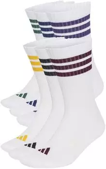 Adidas 3 Stripes Essentials Cushioned Crew Socken (KQ6780) white/dark blue/crew yellow/violet