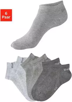 Bench Sneaker Socken in Baumwollmischung 6er-Pack hellgrau/dunkelgrau/grau meliert