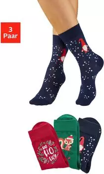 H.I.S Jeans Weihnachtssocken mit lustigen Motiven, 3er-Pack (54779802) mehrfarbig