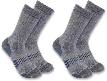 Carhartt SC9602M Herren Socken Mittelschwere Synthetische Wollmischung Holzmaserung 2er-Pack (SB2072-M) marineblau