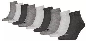 Puma Unisex Quarter Plain Socken 9er Pack (701236163) hellgrau/dunkelgrau/graumeliert