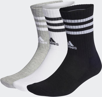 Adidas 3-Pack 3-Stripes Cushioned Crew Socks medium grey heather/white/black/white (IC1323)