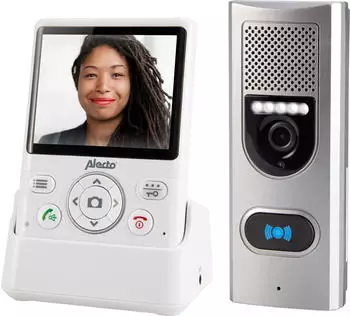 Alecto ADI-250 T&uuml;rsprechanlage mit Kamera und 3.5 Zoll Farbdisplay wei&szlig;/silber (A003314)