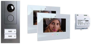 M-E Modern Electronics Video-Türsprechanlage Set für 2-Familienhaus, anthrazit/weiß (VD-ALU-6209-A-W)