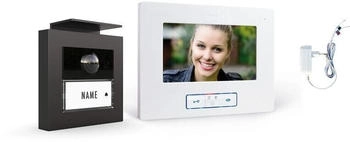 M-E Modern Electronics M-E 1-Familienhaus Set RFID ALU Außenstation Alu Anthrazit & 7 Innenstation weiß (41471)