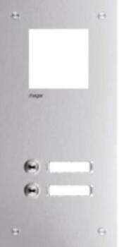 Hager Frontplatte intercom mono 2 Tasten + Namensschild 315x150x32mm Edelstahl (RTQ102X)