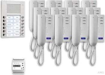 TCS PPA12-EN/02 pre:pack Audio Aufputz für 12 Wohneinheiten mit Außenstation PES 12 Klingeltasten + 12 x Türtelefon ISH3030 + Steuergerät BVS20