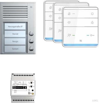 TCS PSC2330-0000 audio:pack AP f&uuml;r 3 Wohneinheiten mit Au&szlig;enstation PAK 3 Klingeltasten + 3x Freisprecher ISW6010 + Steuerger&auml;t BVS20 PSC23300000