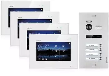 Balter EVO Video-T&uuml;rsprechanlage 2-Draht 4-Familienhaus, 4x 7" Touchscreen-Monitor