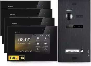 Balter EVO HD Video-Türsprechanlage 4x 7" Monitor Full HD 2-Draht, schwarz