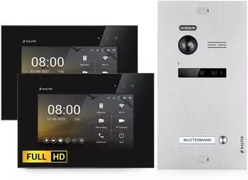 Balter EVO-HD Video-T&uuml;rsprechanlage Einfamilienhaus, 2x 7" Monitor, Full HD, 2-Draht (EVO-HD-SL-BL-1FAM-2M)