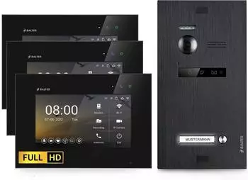 Balter EVO HD Video-T&uuml;rsprechanlage Einfamilienhaus, 3x 7" Monitor, Full HD, 2-Draht, schwarz
