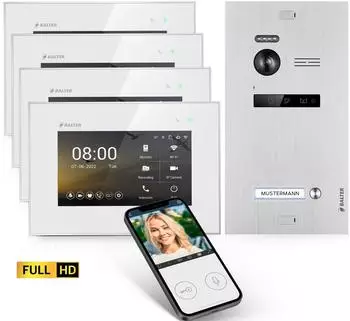 Balter EVO HD Video-T&uuml;rsprechanlage 1 Familienhaus, 4x 7" Monitor, Full HD, WLAN (EVO-HD-WIFI-1FAM-4M)